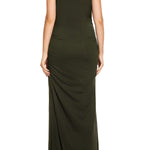 Smallshow Women's Split Long Maternity Dress Sleeveness Ruched Pregnancy Clothes Medium Army Green