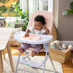 Ingenuity Sun Valley Compact Folding Baby High Chair, Food-Grade Safe Plate, Safety Harness, for Ages 6 Months and Up, Unisex - Pink