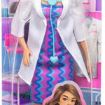 Barbie Careers Doctor Fashion Doll Wearing Removable Look with White Coat, Dress & Shoes, Plus Stethoscope Accessory