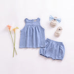 EISHOW Infant Baby Soft Ruffle Shorts Bloomers Toddler Boy Girl Solid Cotton Linen Blend Basic Bottom Cute Loose Harem Shorts (0-6 Months, D-Blue)