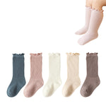 WATOCHE Baby Girl Knee High Socks Toddler Girl Ruffle Long Socks 5 Pairs