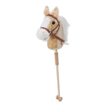 Nurnesy Horse Stick Toy Plush Soft Cartoon Hobby Horse Toy Head Stick with Wood Wheels and Thickened Handle for Kids Toddlers (Yellow)
