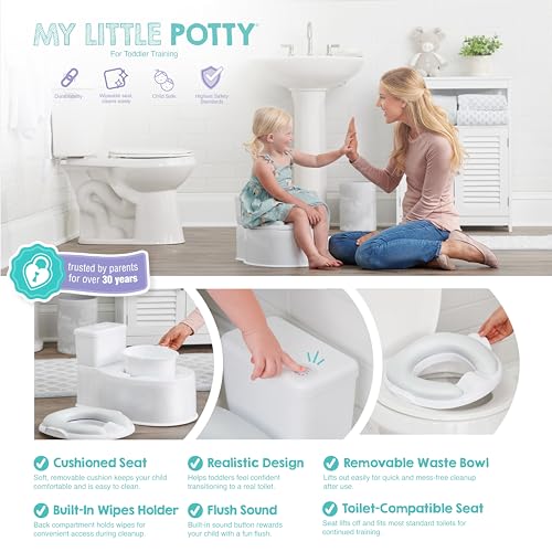 Regalo 2-in-1 Potty Training and Transition Potty with Flushing Sound, Removable Seat, Bonus Kit, Oversized Foam Soft Seat, and Wipe Storage, White