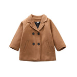 MoZiKQin Toddler Baby Boys Girls Wool Coat Winter Warm Double Breasted Trench Coat Kids Jacket Outwear Clothes (Khaki,3-4T)