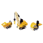 PlanToys 3 Piece Road Construction Vehicle Set (6087) | Sustainably Made from Rubberwood and Non-Toxic Paints and Dyes