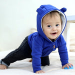 Baby Boy's Hooded Jackets Long Sleeve Outerwear Unisex Baby Classic Solid Color Coat for 6-9M Blue Jacket