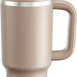 40 oz Tumbler with Handle and Straw: Stainless Steel Insulated Tumbler Keeps Cold for 24 Hours, Leakproof Travel Cup Fits in Cup Holder and BPA-Free, Cotton Candy