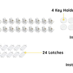 Vmaisi Adhesive Magnetic Locks for Cabinets & Drawers (24 Pack and 4 Keys + Cradle)