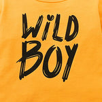Kucnuzki Toddler Baby Boy Clothes Summer Outfits Short Sleeve Letters Printed Shirt Shorts Sets 2PC Little Boy Clothing (Yellow, 18-24 Months)
