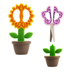 NOIAFZY 2 Pack Whimsical Standing Flower-Shaped Office Scissors - Ergonomic, Safety-Cut, Multi-Purpose DIY Craft & Paper-Cutting Tools with Desk Decoration Design for School, Office, Home Use