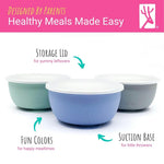 Elk and Friends Stainless Steel Bowls with Silicone Sleeve for Babies & Toddlers | Lids Included | Stay Put Suction | Cereal & Snack Bowls | 4 Pack
