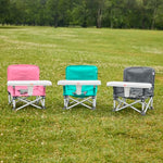 Bright Starts Pop 'N Sit Portable Booster, Indoor/Outdoor Use, Floor Seat with Feeding Tray, Grey, 6 Mos - 3 Yrs