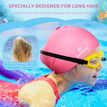 Kids Long Hair Swim Cap for Girls Boys, 3 Size Silicone Swimming Cap for Age 1-15 Toddler Children Teens, Waterproof Swim Hats Bathing Caps with Ear Plugs & Nose Clip to Keep Hair Dry(Age 3-8/Black)