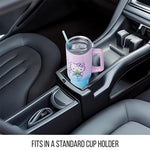 Silver Buffalo Sanrio Hello Kitty and Friends Featuring My Melody, Kuromi, and Pompompurin Rainbow Ombre Stainless Steel Tumbler with Handle and Straw, Fits in Standard Cup Holder, 40 Ounces