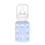 Lifefactory Glass Baby Bottle with Stage 1 Nipple and Protective Silicone Sleeve Blanket 4 Oz