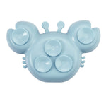 PandaEar 2 Pack Silicone Suction Plate for Baby, Divided Unbreakable Toddler Food Plate with 2 Pack Spoons for Self Feeding, Toddler Utensils Feeding Set Baby Eating Supplies, Crab Shape -Blue&Green