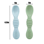 PandaEar 2 Pack Stainless Steel Baby Suction Plates & 2 Pack Spoons, Toddler Utensils Baby Feeding Set, Divided Plates for Baby Led Weaning Supplies, BPA-Free (Blue/Green)