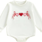 YINGISFITM Newborn Baby Girl Clothes Love Heart Long Sleeve Bubble Romper Sweatshirt Onesie Infant Valentines Spring Outfits