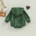 Thorn Tree Newborn Baby Boy Hooded Sweatshirt Long Sleeve Solid Romper Infant Baby Fall Winter Onesie Outfits (Green,6-12 Months)