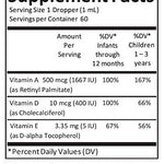 Kiddivit Baby Vitamin A&D Liquid Drops with Vitamin E - 60 Daily Servings, 2 Fl Oz (60 mL) - Dropper Included, Glass Bottle - Sugar Free, Gluten Free, Vegetarian Friendly