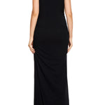 Smallshow Women's Split Long Maternity Dress Sleeveness Ruched Pregnancy Clothes Small Black