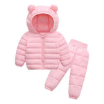 LAVIQK 2 Piece Toddler Winter Coats and Matching Pants Lightweight Puffer Padded Jacket for Baby Infant Outerwear Boys Girls Clothing Set Snowsuit Ski Suit