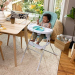 Ingenuity Sun Valley Compact Folding Baby High Chair, Food-Grade Safe Plate, 5-Point Harness, for Ages 6 Months and Up, Unisex - Teal