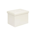 B FSOBEIIALEO Folding Storage Ottoman, Faux Leather Footrest Seat Coffee Table Toy Chest Kids, White 16.5"x12.6"x12.6"