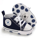 KKIIDDSS Unisex Baby Girls Boys Canvas High-top Shoes, Newborn Infant Anti-Slip Soft Sole Frist Walking Sneakers (A03/Blue,0-6 Months