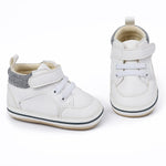 E-FAK Baby Shoes Boys Girls Infant Sneakers Non-Slip Rubber Sole Toddler Crib First Walker Shoes(08 White, 12-18 Months Infant)
