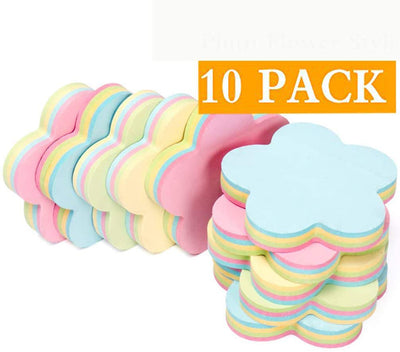 ZCHING Sticky Notes Self-Sticky Notes,100 Sheets/Pad, 10Pads/Pack in Box,Easy to Post for School, Business, Family,Great Office Supplies (Flower Shape)