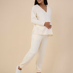 Motherhood Maternity Women's Long Sleeve V-Neck Scuba Pullover Nursing Hoodie, Winter White, Small
