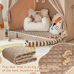 Razee Kids Play Tent with Mat, Large Playhouse Tent Indoor, Play House Kids Tent Castle Tent for Girls Boys, Play Cottage (Khaki)