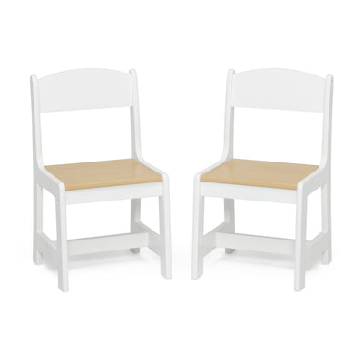 Delta Children MySize Kids Wood Table and Chair Set (2 Chairs Included) - Ideal for Arts & Crafts, Snack Time, Homeschooling, Homework & More, Bianca White/Natural