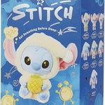 Stitch plush toy packaging with blue background and multiple Stitch figures.