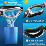 COOLOO Kids Swim Goggles, 2 Packs Swimming Goggles for Kids Girls Boys and Child Age 4-16