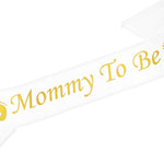 White Satin Mom to Be Sash for Baby Shower, White Mom to Be Sash with Gold Foil Text, Baby Shower Sash Decorations for Gender Reveal Newborn Party