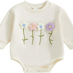 YINGISFITM Newborn Baby Girl Clothes Love Heart Long Sleeve Bubble Romper Sweatshirt Onesie Infant Valentines Spring Outfits