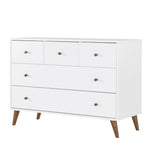 dadada Austin 5-Drawer Dresser for Nursery and Bedroom - Modern Design, Large Storage, Baby-Safe Finish, Soft Close Drawers, Anti-Tip Safety, Solid Wood Feet, Durable Construction (White+Walnut)