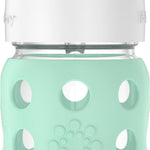 Lifefactory 8-Ounce Wide Neck Glass Baby Bottle with Protective Silicone Sleeve and Pivot Straw Cap, Mint (LG2241WMI4)