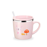 Baby Kids Toddler Sippy Cup Mug for Milk, Coffee, Stainless Steel Trainer Straw Cup with Lid, Fox, 7oz/Pink
