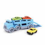 Green Toys Car Carrier, Blue - Pretend Play, Motor Skills, Kids Toy Vehicle. No BPA, phthalates, PVC. Dishwasher Safe, Recycled Plastic, Made in USA (4 Piece Set)