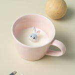DIHOclub Rabbit Ceramic Cup Hidden 3D Animal Inside Mug,Cute Cartoon Bunny Handmade Figurine Mugs,Easter Gifts,12 OZ (Pink)