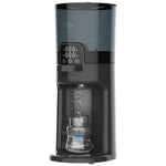 Black coffee maker with digital display on a white background