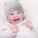 6 Pieces Newborn Baby Hat Bear Ears Infant Caps Baby Boy Girl Toddler Hats Infant Beanie Caps for 0-3 Months (Black White, Black, Navy Blue, Black Gray, Gray, White,Classic)