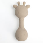 Silicone Little Giraffe Shaker Rattle Toy for Babies | Food Grade Silicone Teether | Easy to Grip | BPA Free (Sand)