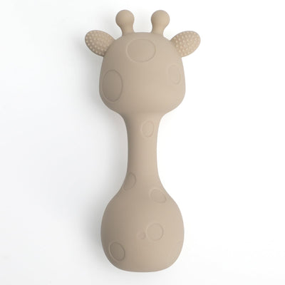 Silicone Little Giraffe Shaker Rattle Toy for Babies | Food Grade Silicone Teether | Easy to Grip | BPA Free (Sand)