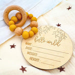 Baby Gift Set Boy or Girl - Baby Shower Basket Suitcase with Large Plush Blanket, Muslin Swaddle, Natural Teether, Wood Birth Record, Hand & Foot Print Kit, Nemo Socks, Baby Gift, Unisex Forest Green