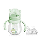 POTATO Glass Baby Bottles, Anti-Colic Breastfeeding Bottles with Medium Flow Nipple, Suitable for Babies 3-6 Months, 2 Replaceable Nipples, 6 oz, Pink