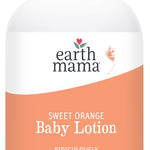 Earth Mama Sweet Orange Baby Lotion bottle on a white background